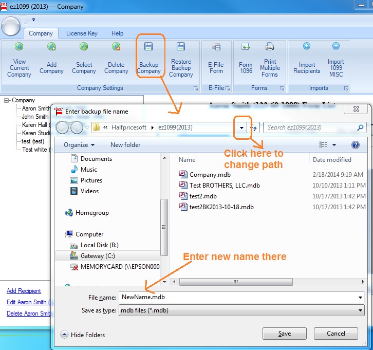 1099 database backup
