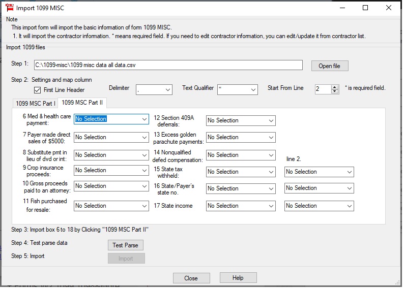 import 1099 misc data