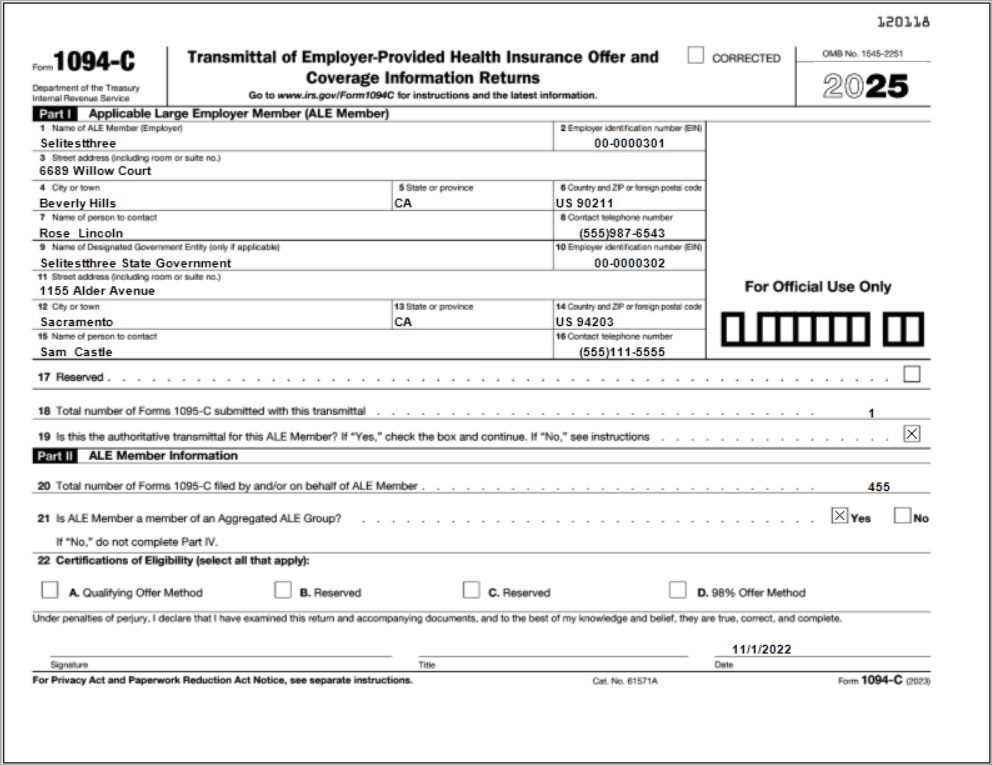 Year 2025 1094 C form