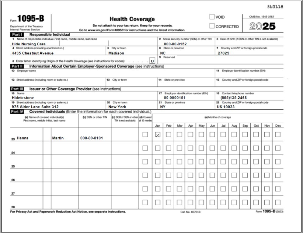 Year 2025 1095 B form
