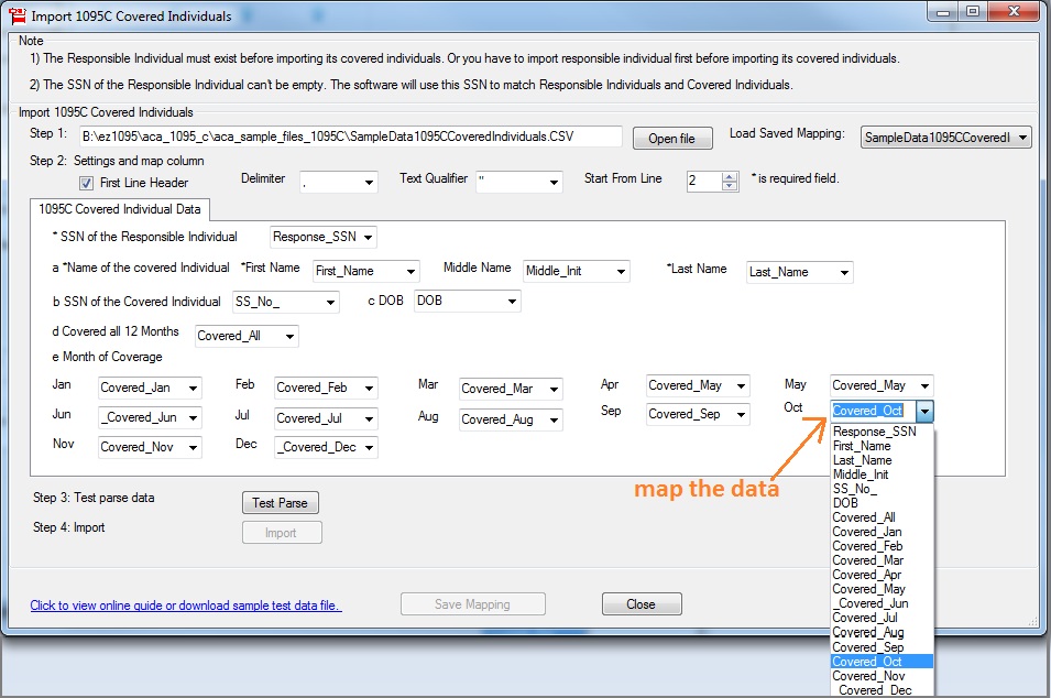import 1095-C covered individuals