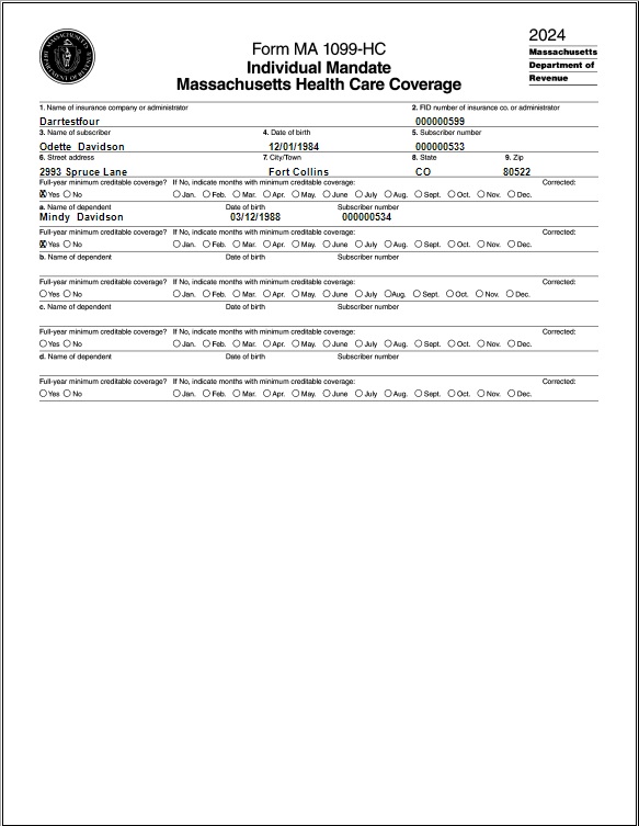 MA 1099-HC Form printed by ez1095 software