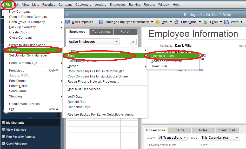 export Employee from QB