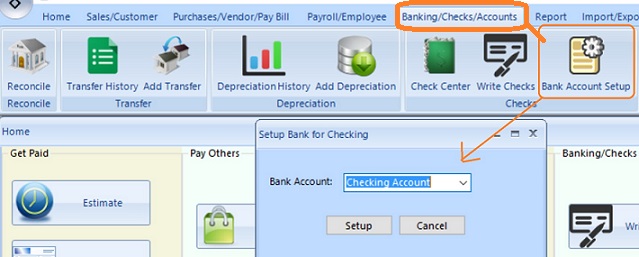 bank checking account setup