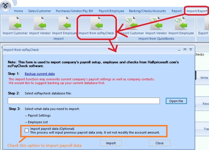 ezAccounting import ezPaycheck data