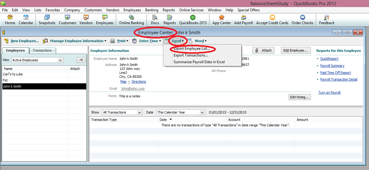 export Employee from QB