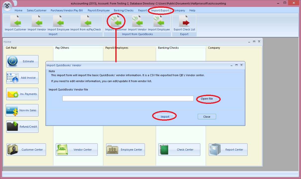 accounting system customer setup screen
