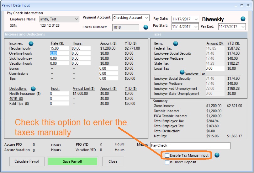 add employee paycheck by hourly rate