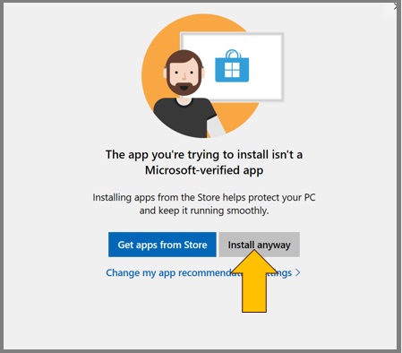 Install anyway dialog