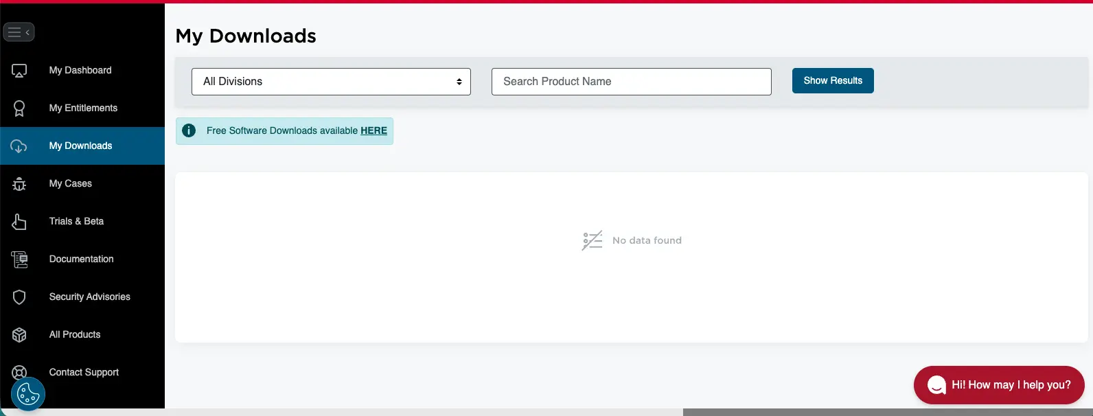Broadcom my products page where downloads are