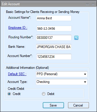 add new client for deposit