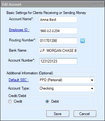 add new client for deposit