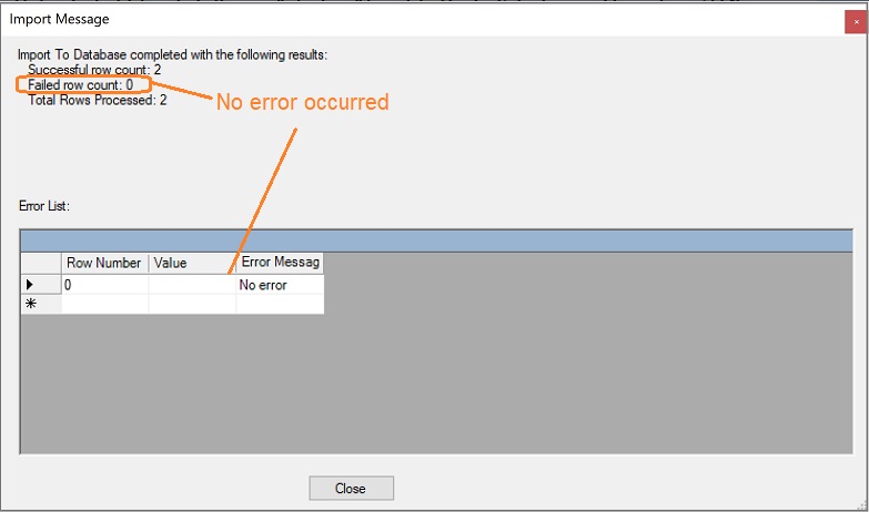 import transactions result