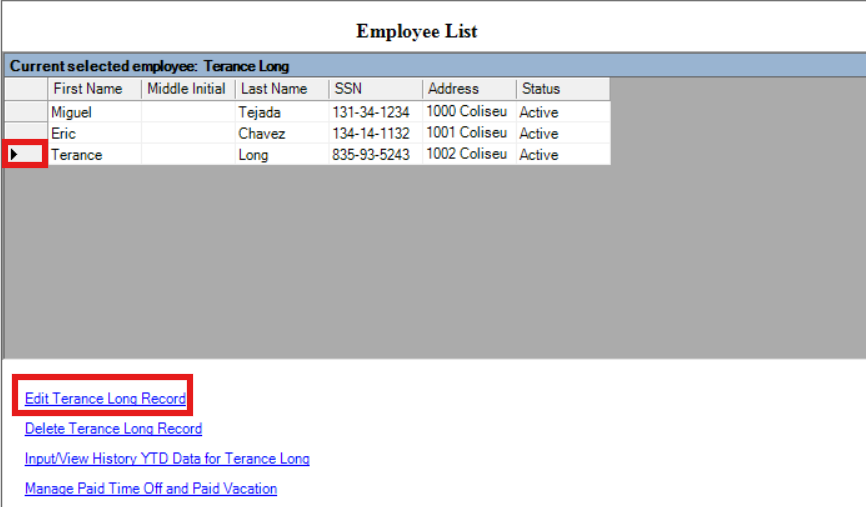 Direct deposit setup starting the edit employee process