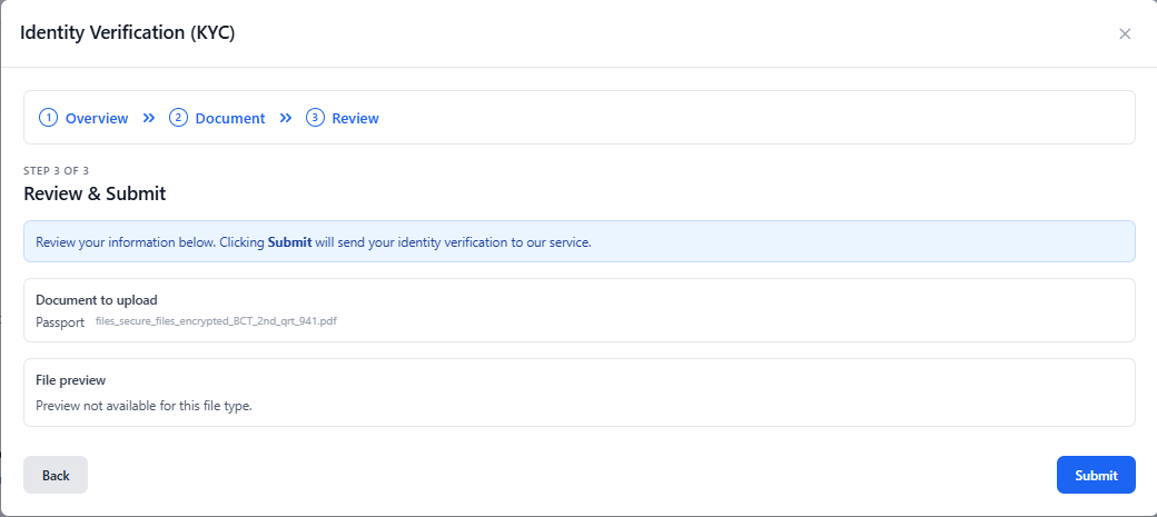 employee review kyc upload and submit