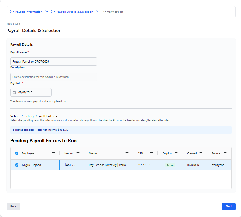 run payroll step 2