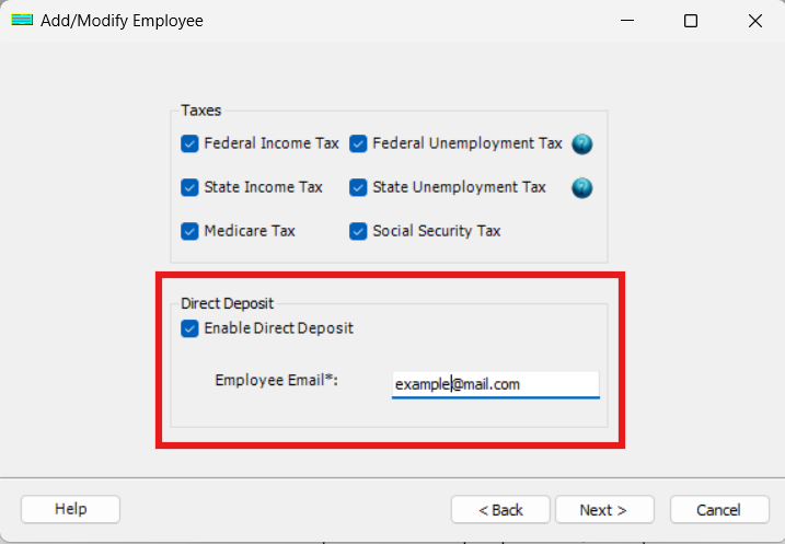 finish setting up direct deposit in ezPaycheck Desktop