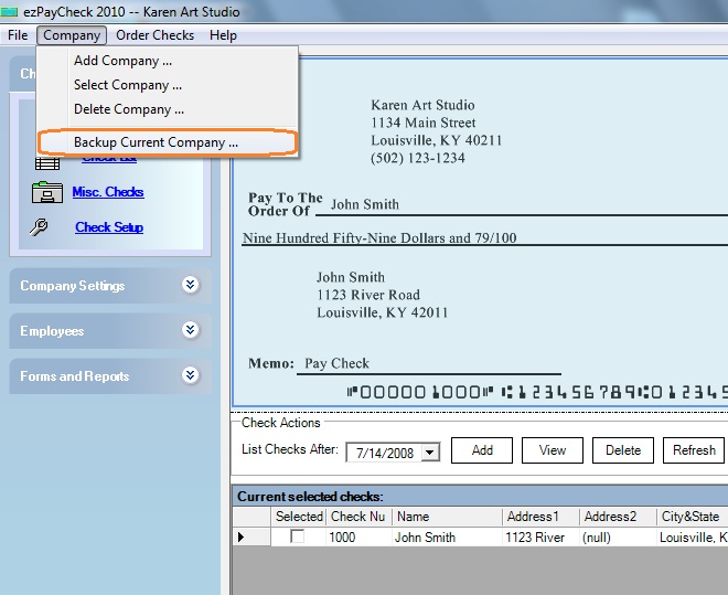 payroll tax software backup data