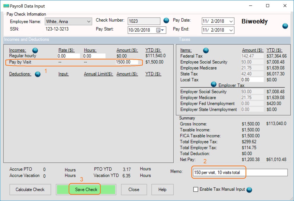 add new paycheck by visit rate
