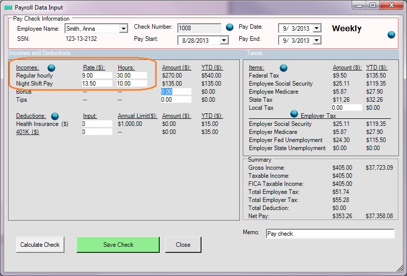 new paycheck by different pay rates