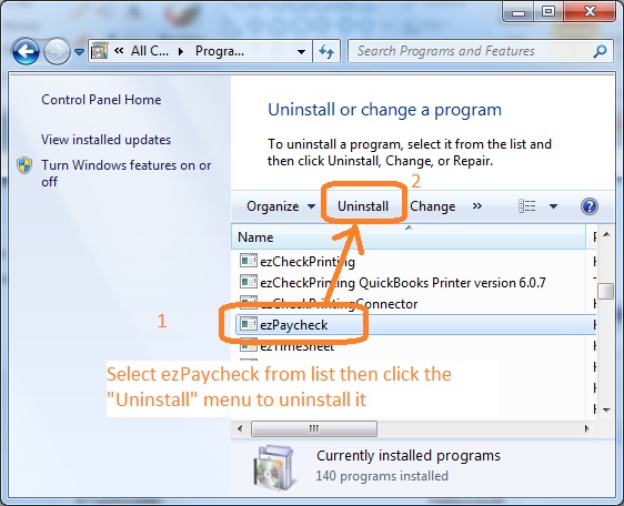 uninstall ezPaycheck