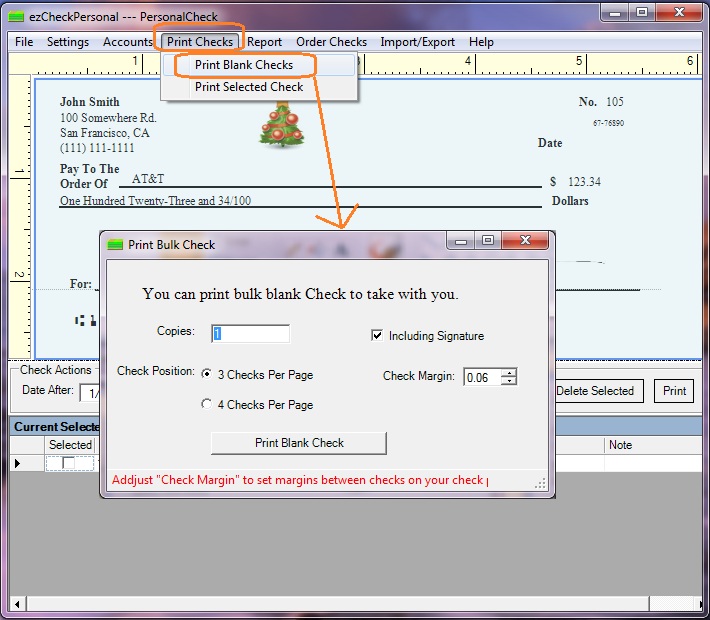 print personal blank check