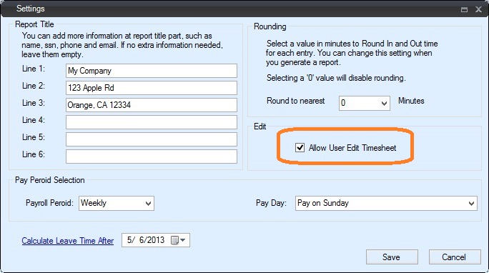 allow employee edit timesheet