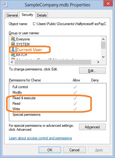 database permissions