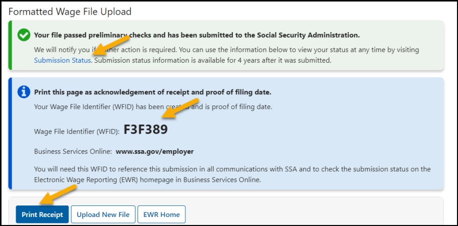 ssa site upload file completed